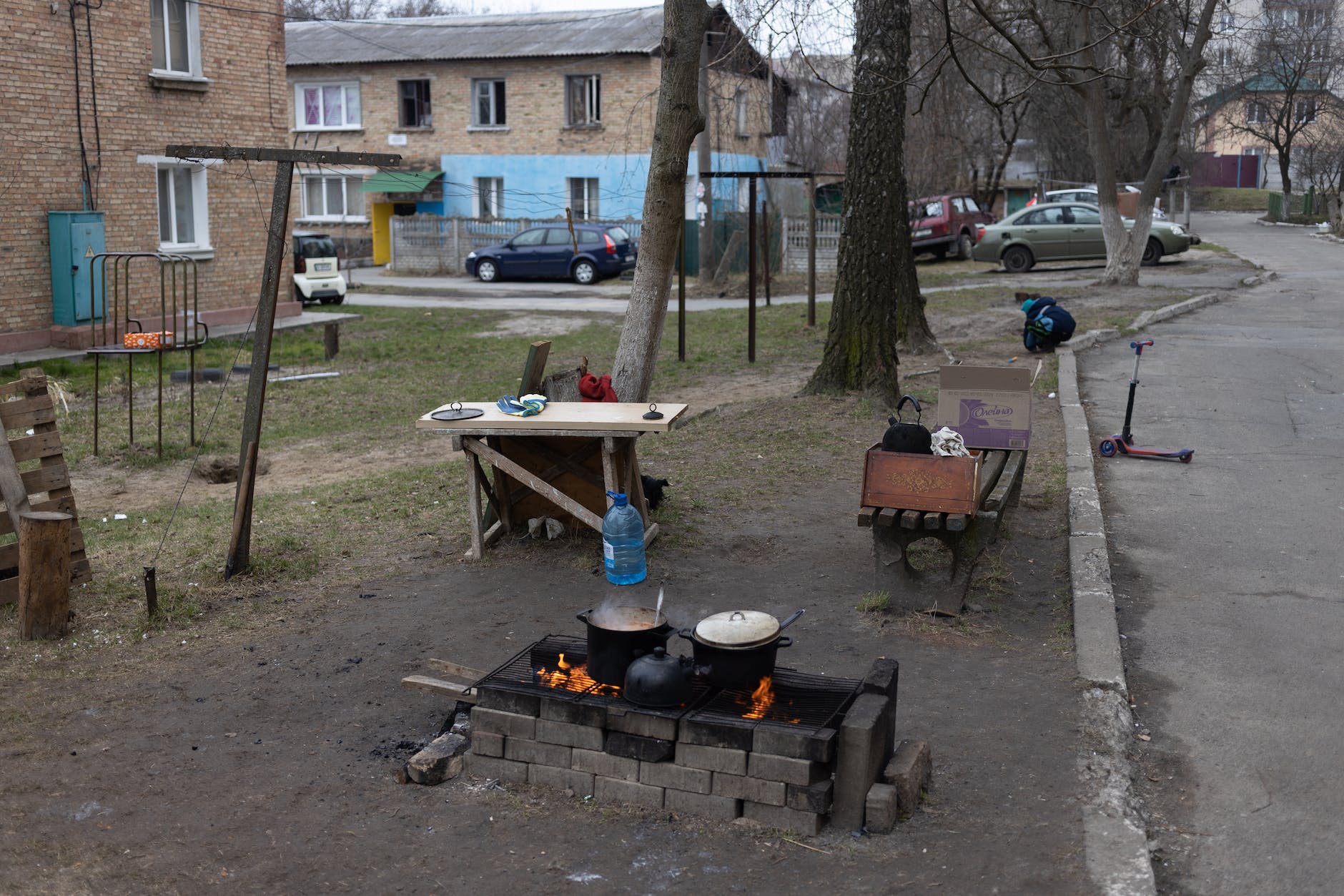 tools of homeless people by the roadside